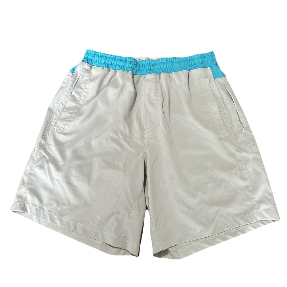 Freeballers Shorts Mens L Tan Blue Lined Athletic Running Gym Built In Liner